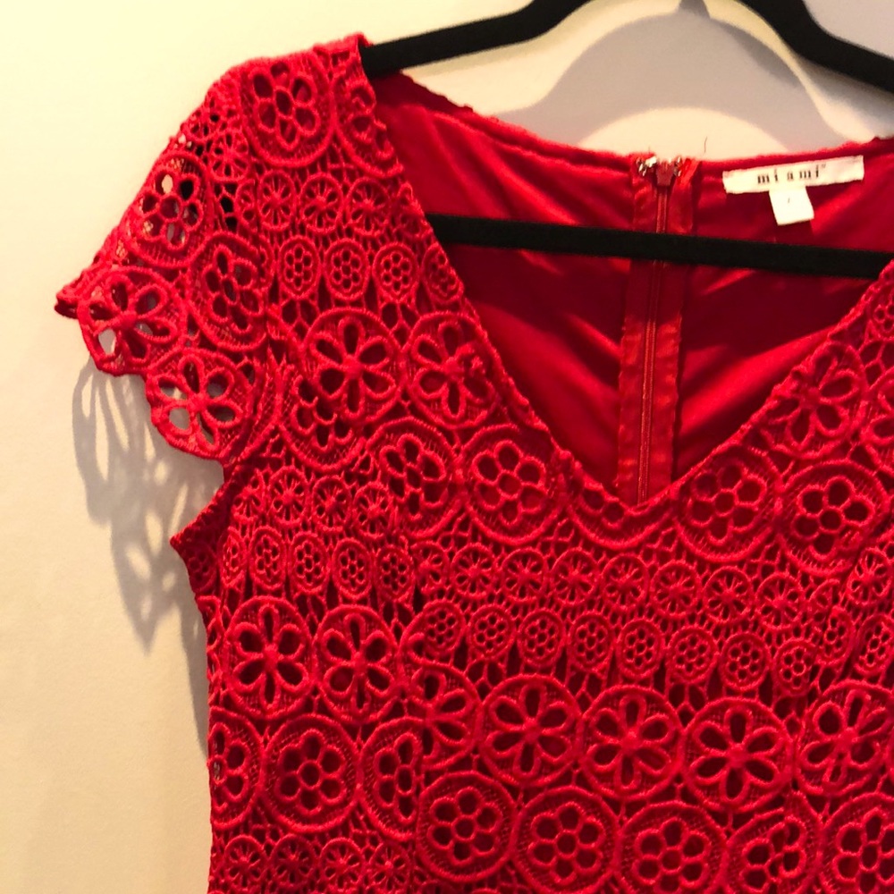 Red crochet style jumpsuit